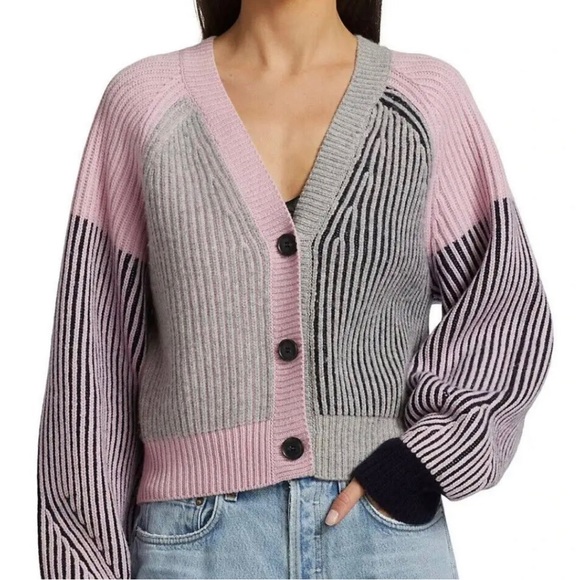 NAADAM Sweaters - Naadam Fisherman Colorblock Cardigan Purple Combo Cardigans Women Size Medium